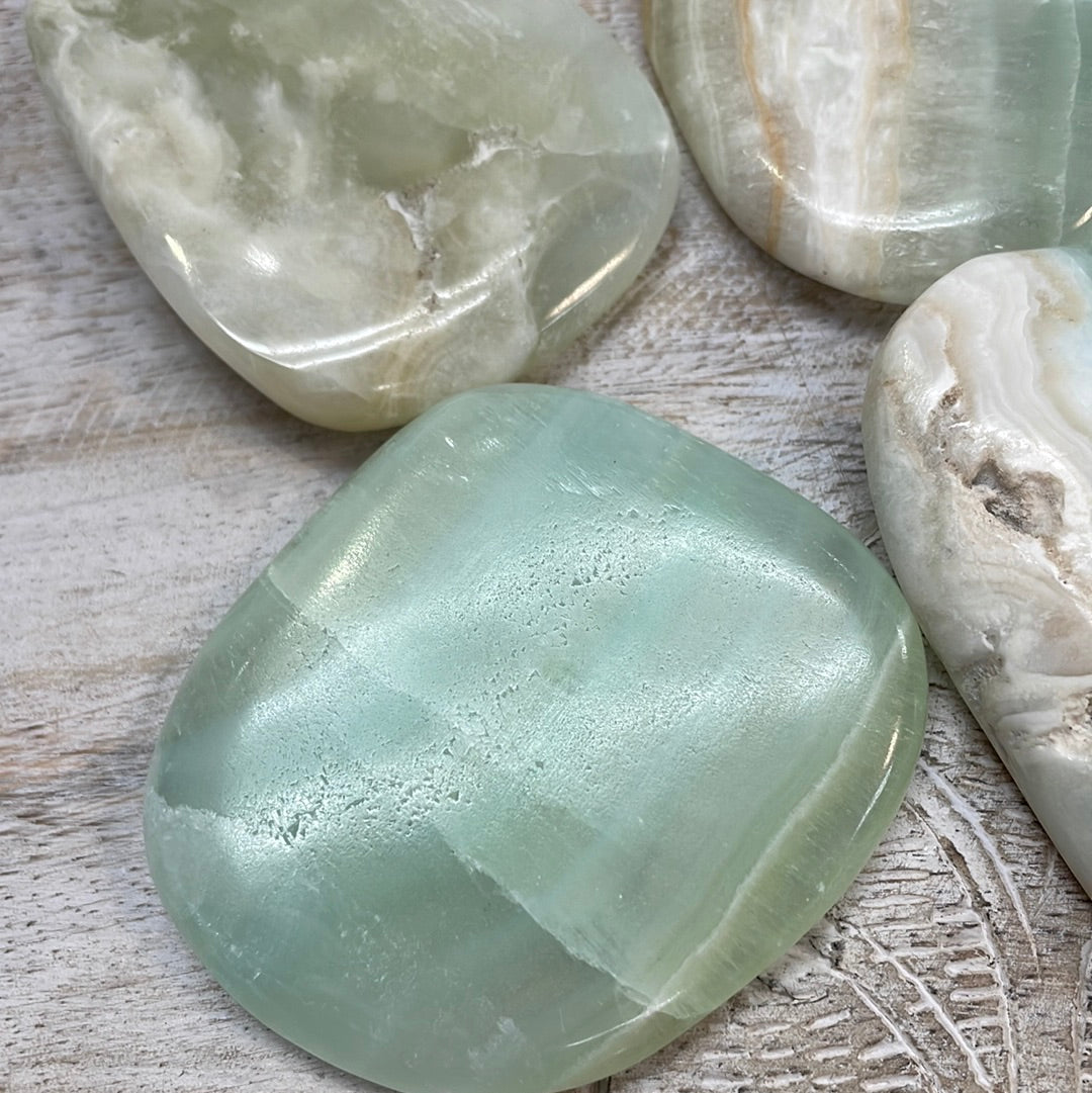 Pistachio Calcite Palm Stone