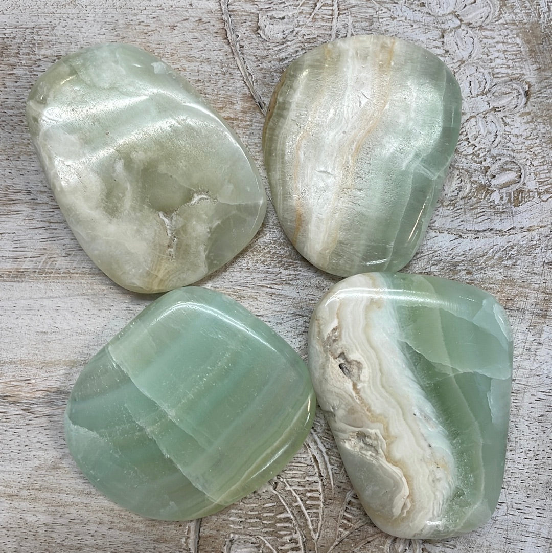 Pistachio Calcite Palm Stone