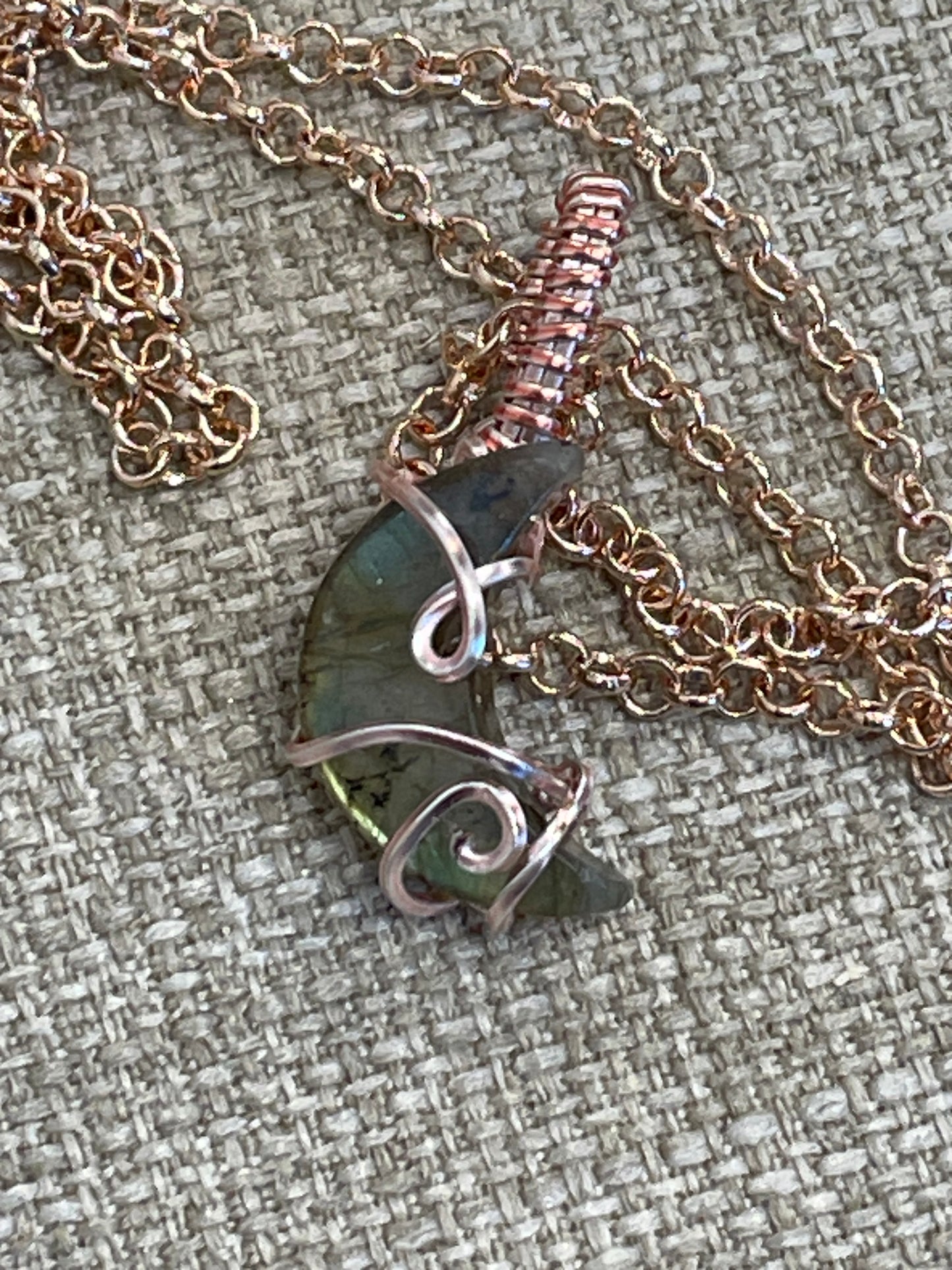Moon Wire Wrapped Necklace