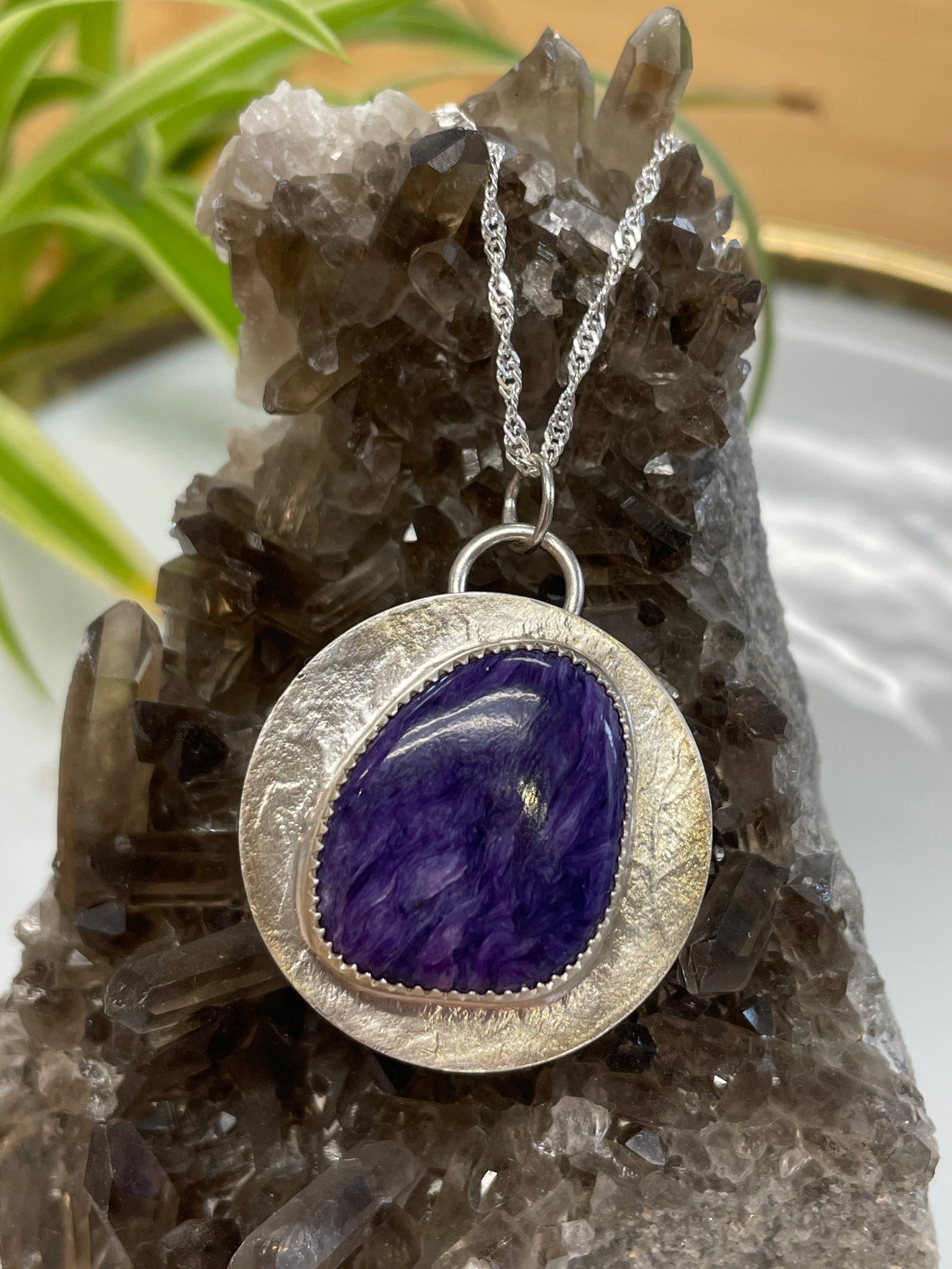 Charoite SS Pendant