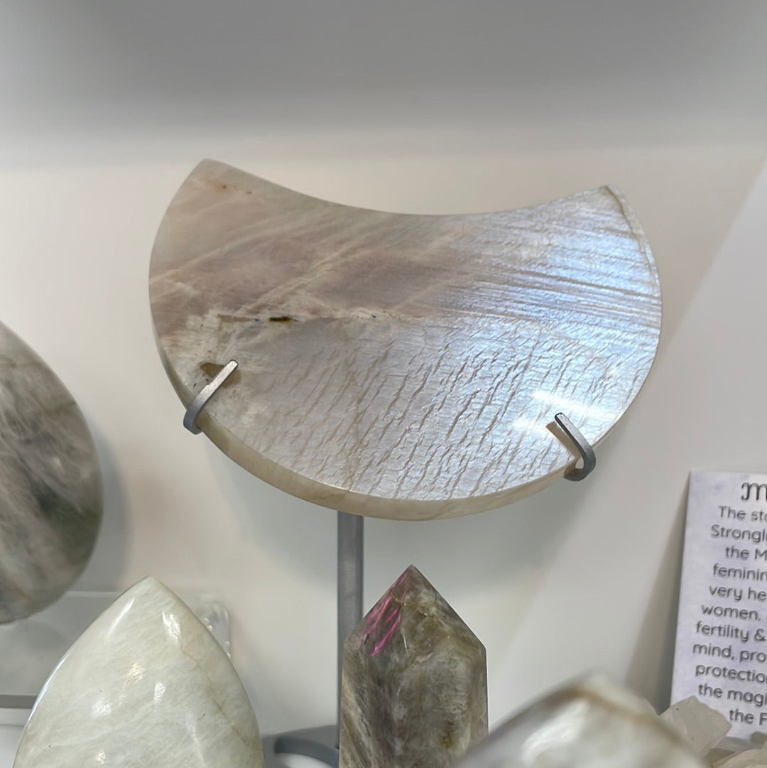 Moonstone Moon on Stand