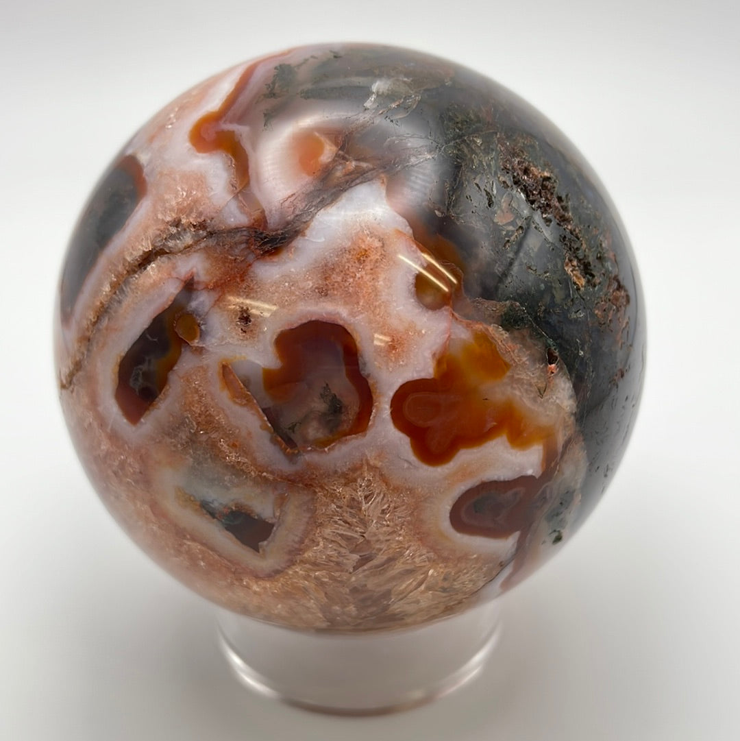 Carnelian Moss Agate Sphere