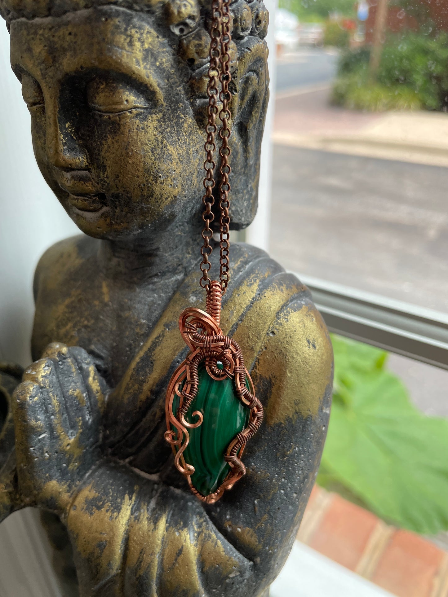 Malachite Wire Wrapped Necklace