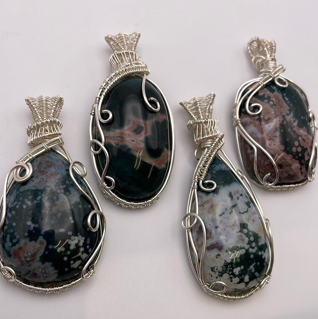 Ocean Jasper Wire Wrapped Necklace