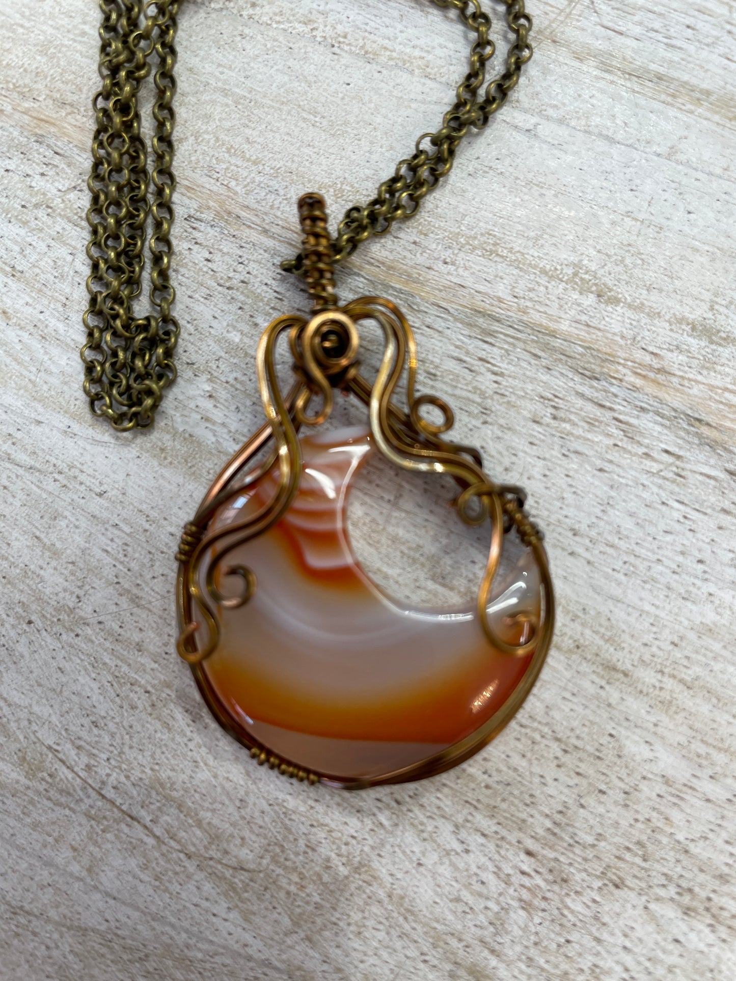 Moon Wire Wrapped Necklace