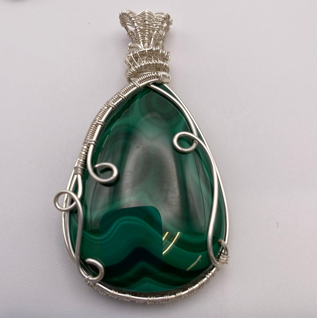 Malachite Wire Wrapped Necklace