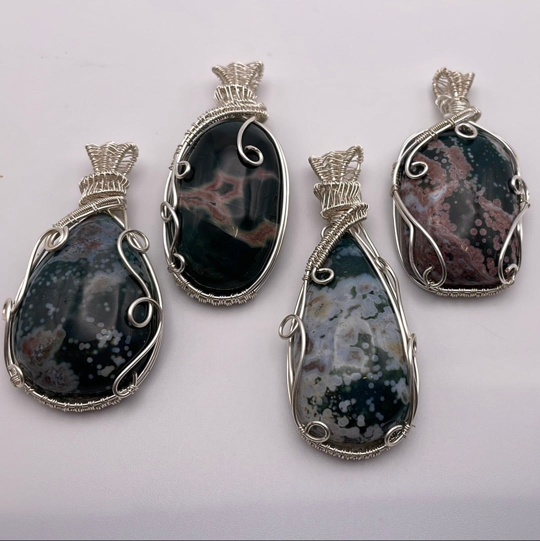 Ocean Jasper Wire Wrapped Necklace