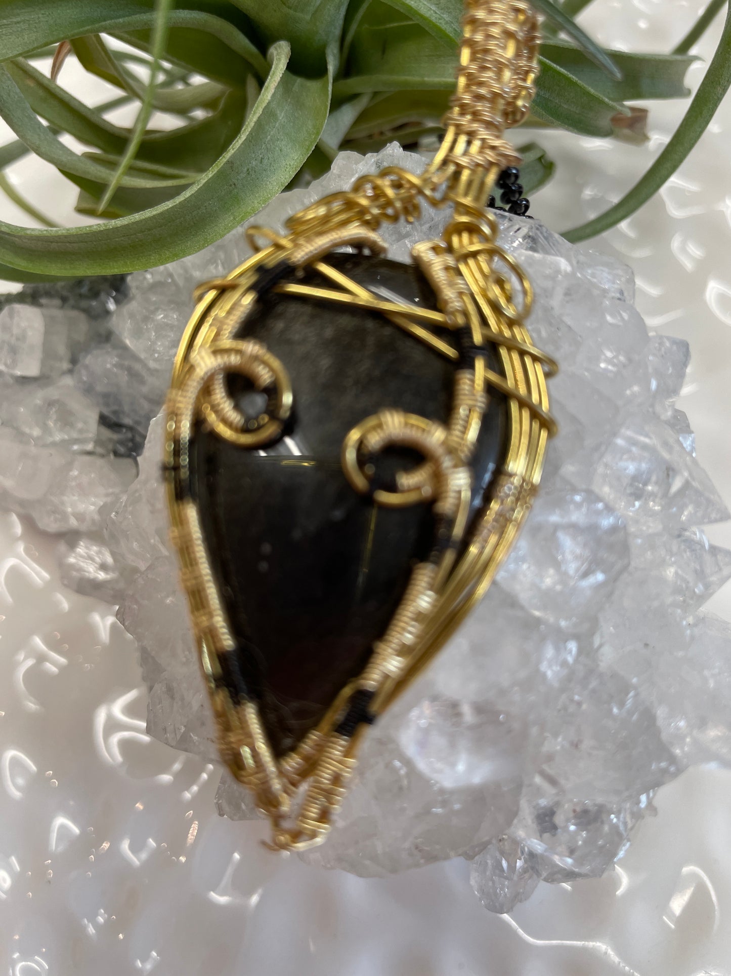 Silver Sheen Obsidian Wire Wrapped
