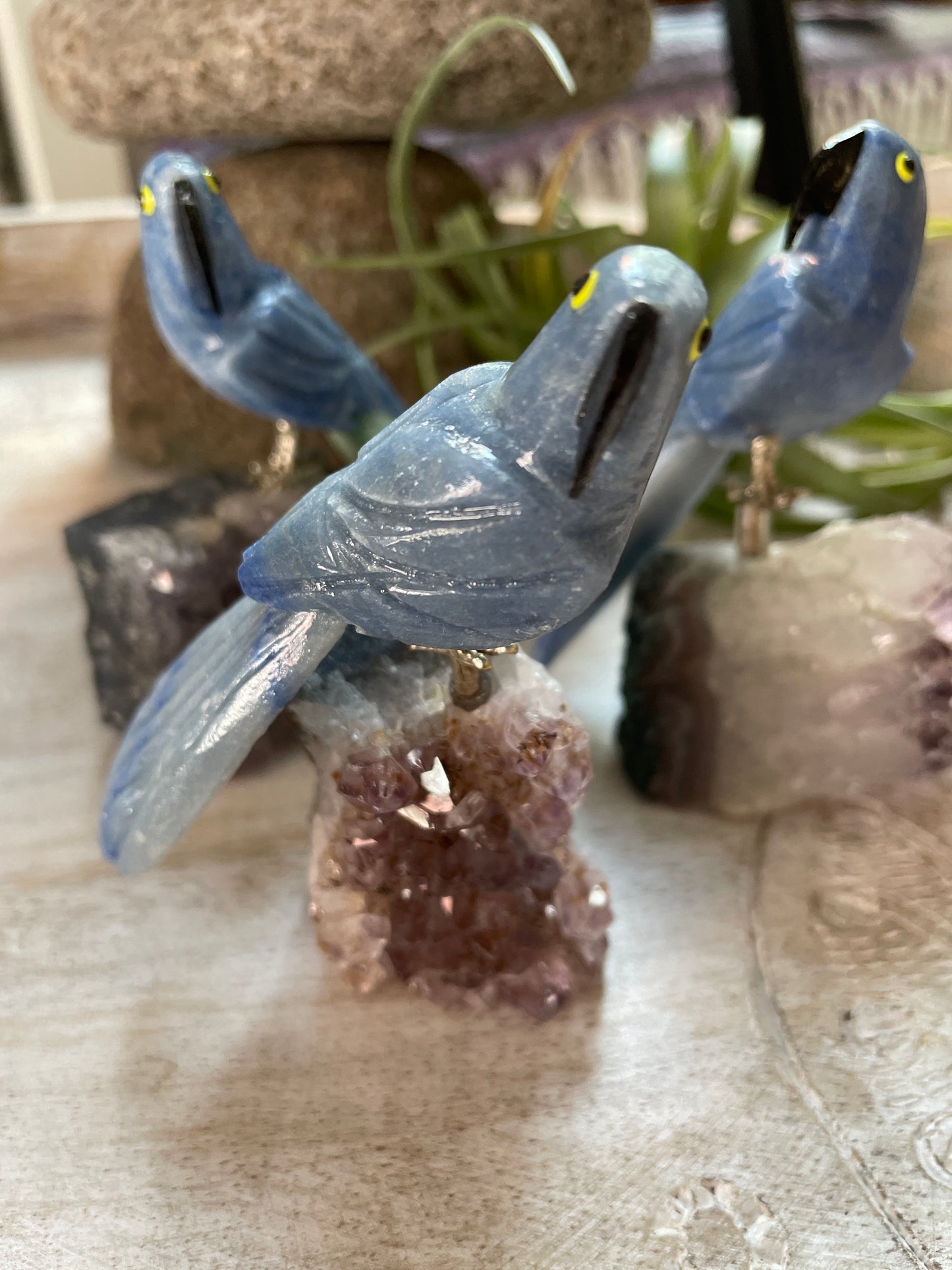 Blue Aventurine Bird on Amethyst