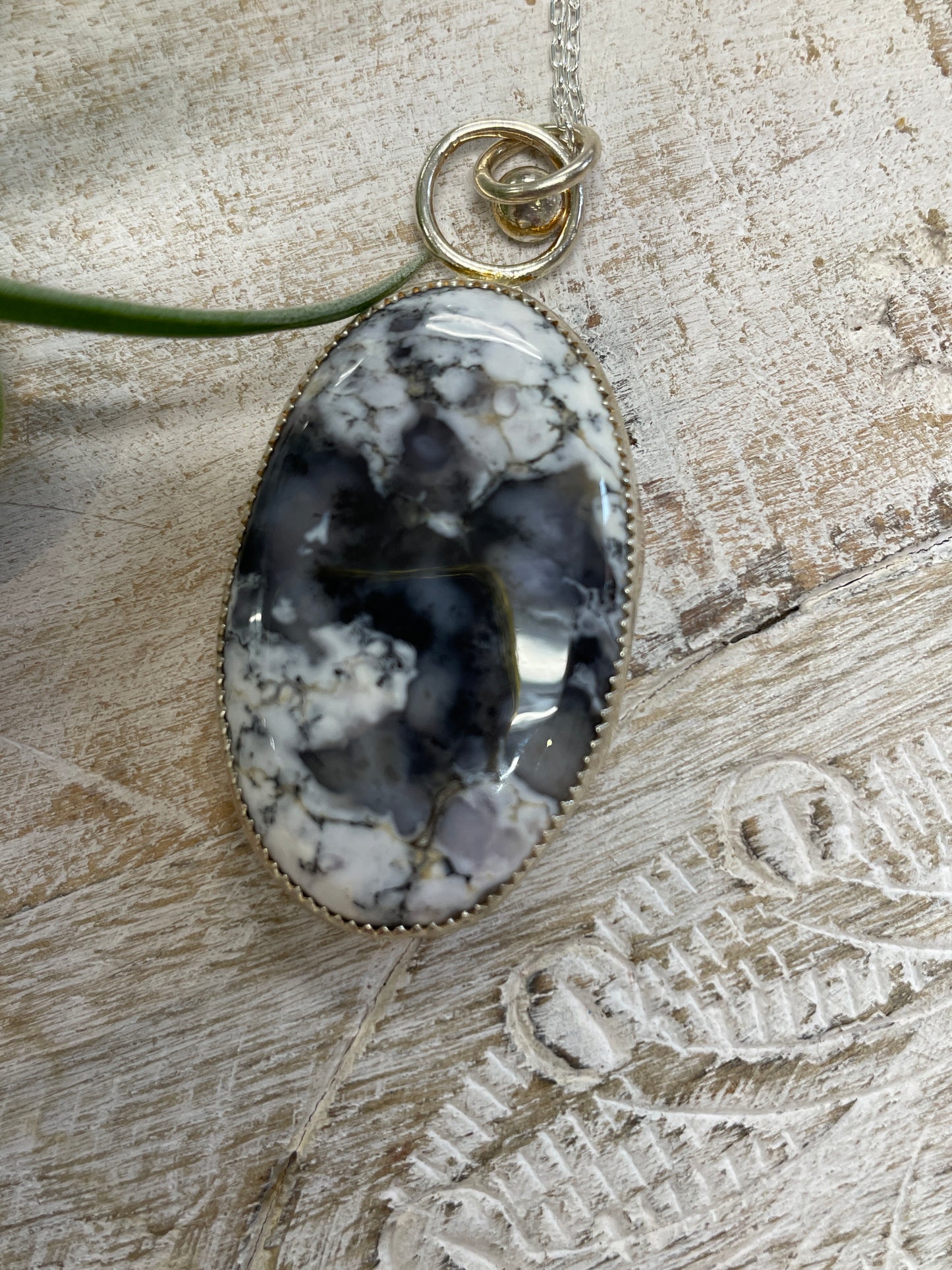 Dendritic Opal SS Pendant