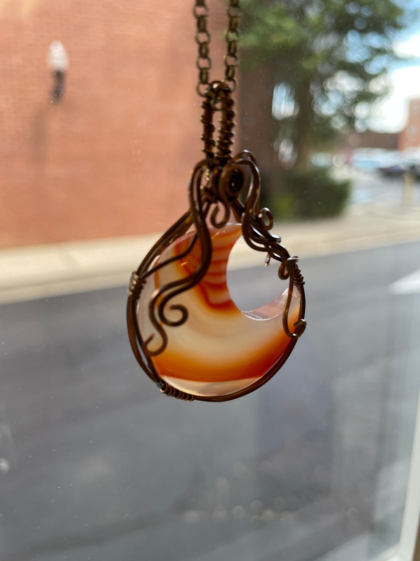 Moon Wire Wrapped Necklace