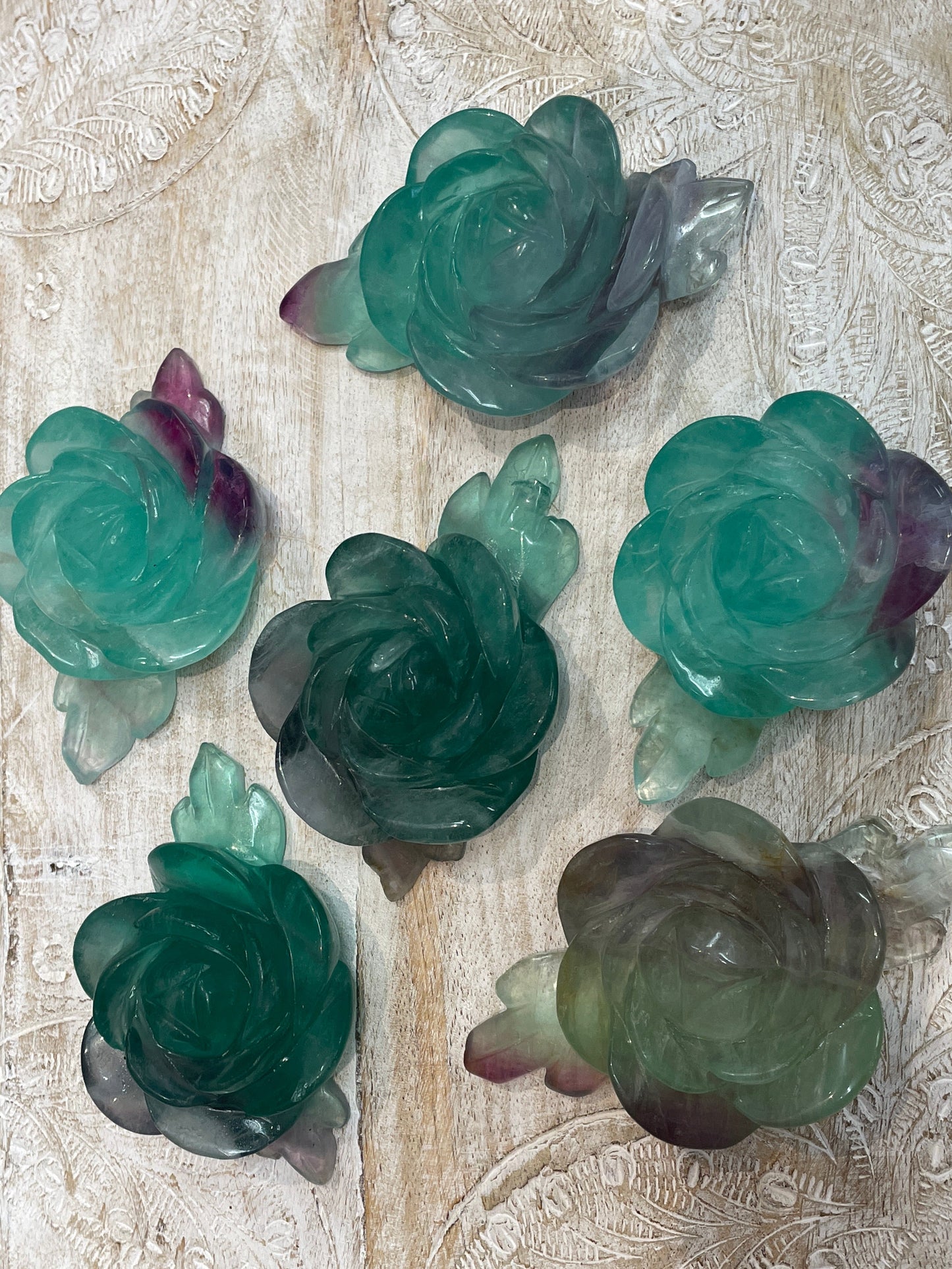 Fluorite Rose on Stand
