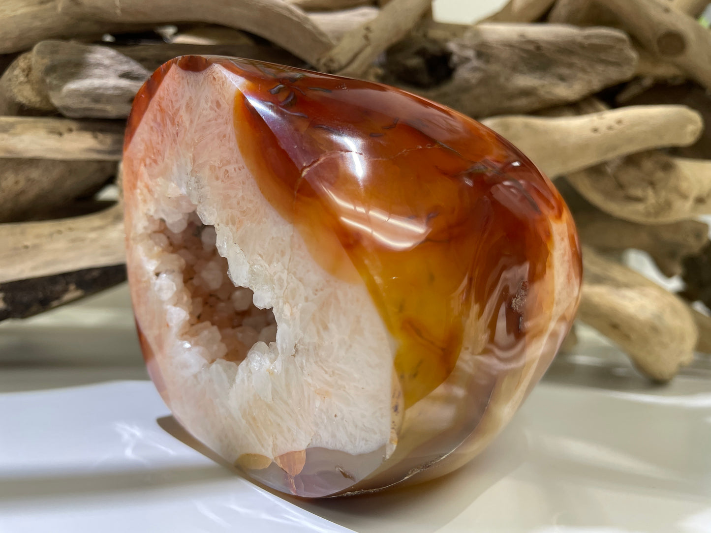 Carnelian Freeform with Druzy