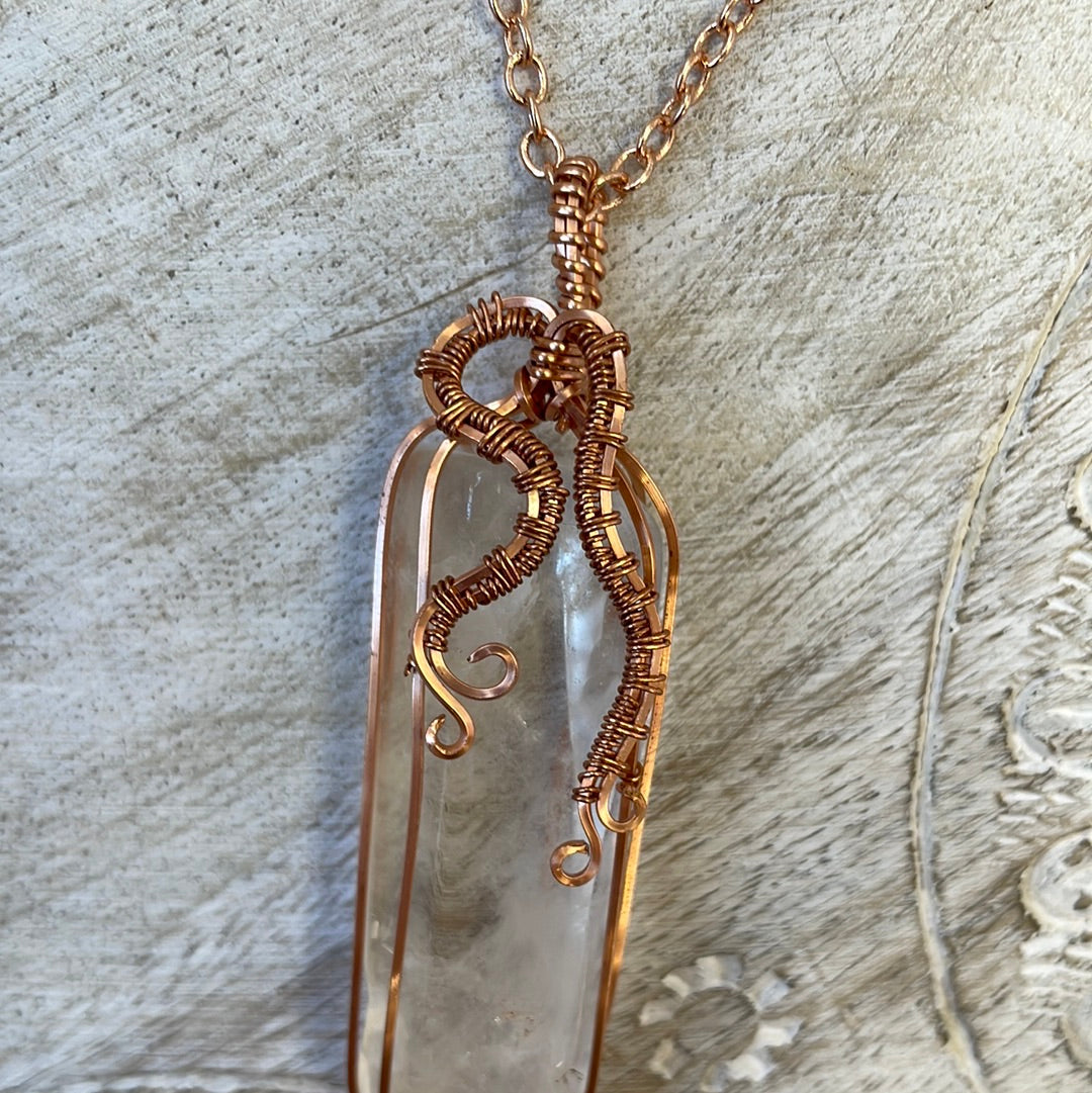 Clear Quartz Wire Wrapped Necklace