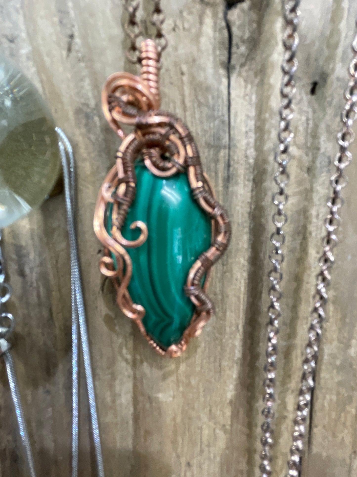 Malachite Wire Wrapped Necklace