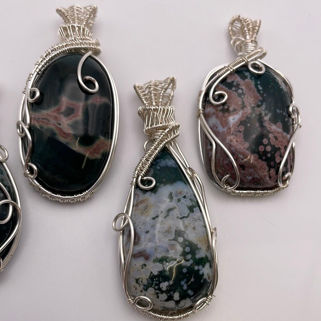 Ocean Jasper Wire Wrapped Necklace