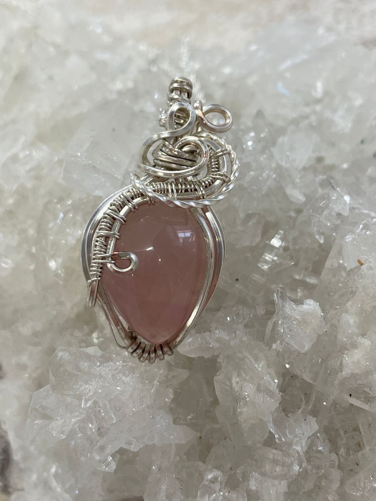 Rose Quartz Wire Wrapped Necklace