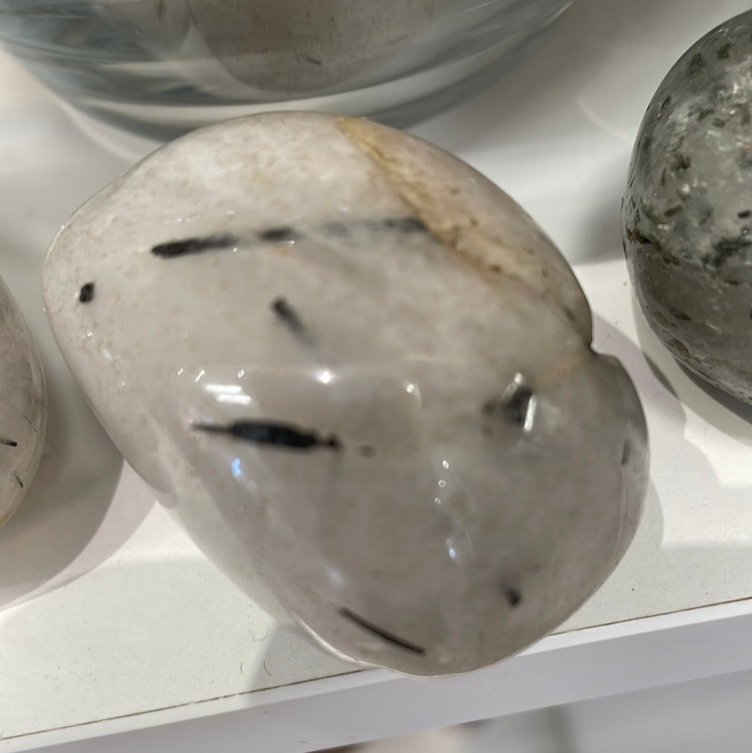 Tourmaline in Quartz Palm Stone