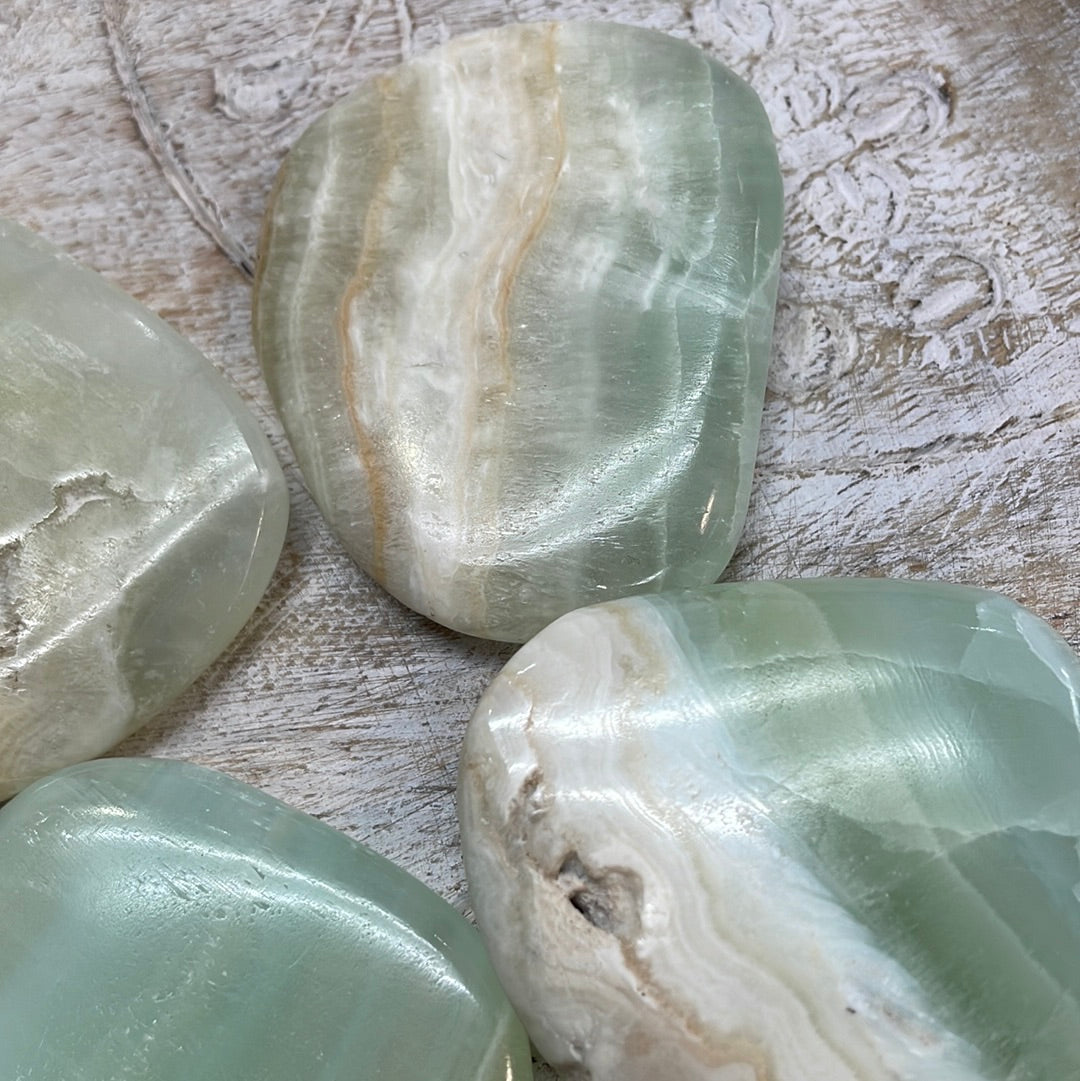 Pistachio Calcite Palm Stone