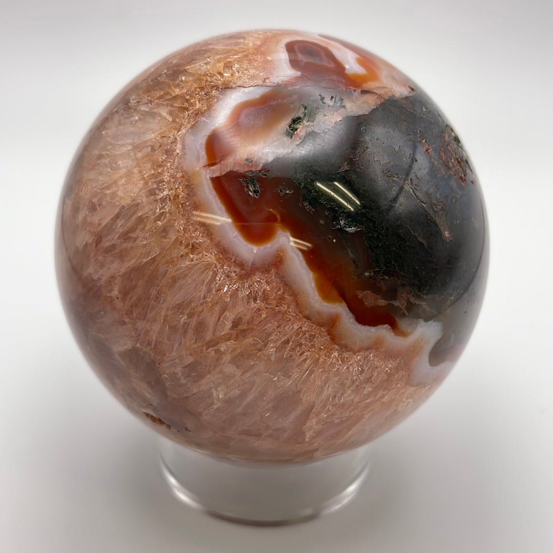 Carnelian Moss Agate Sphere