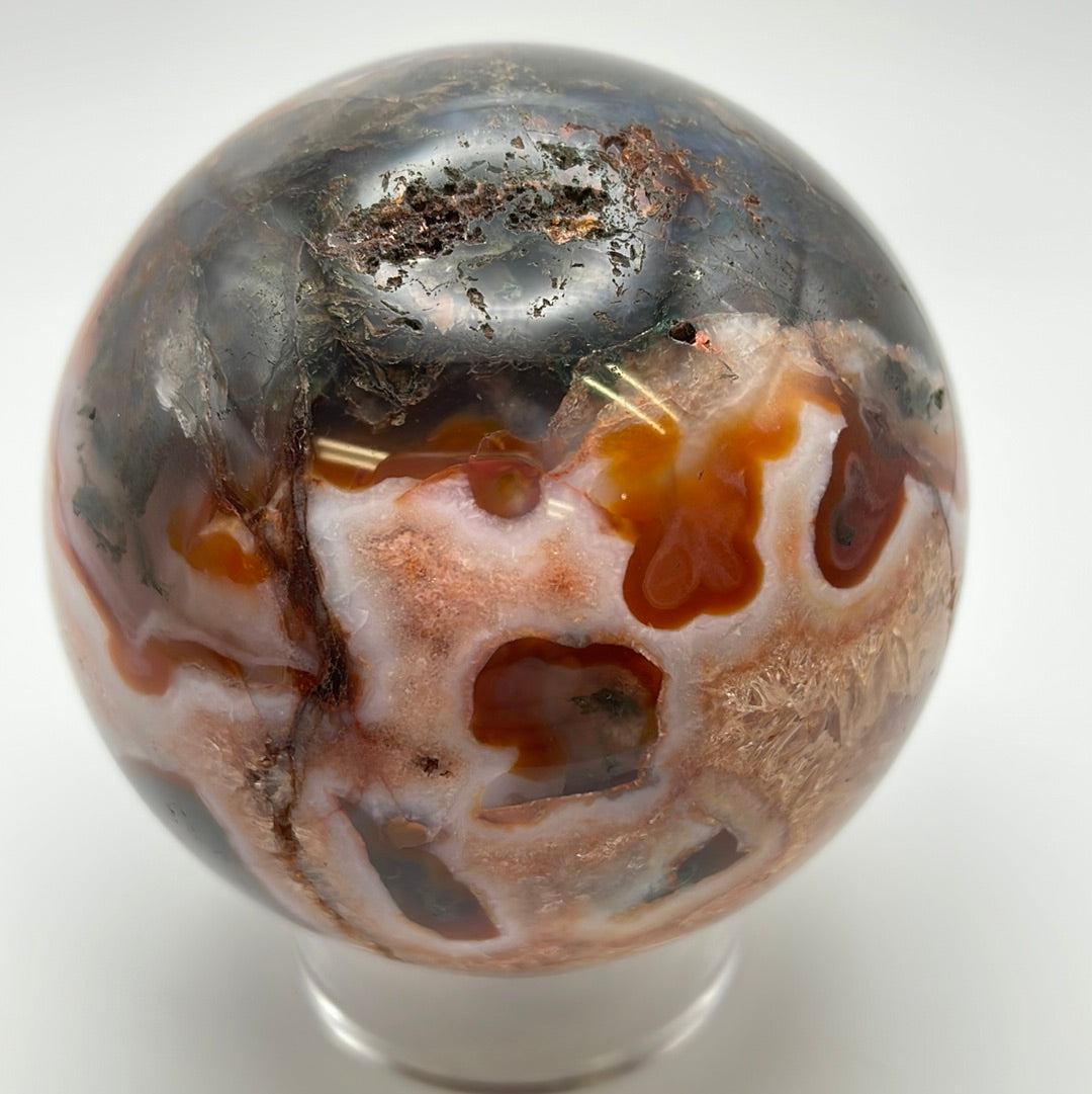 Carnelian Moss Agate Sphere