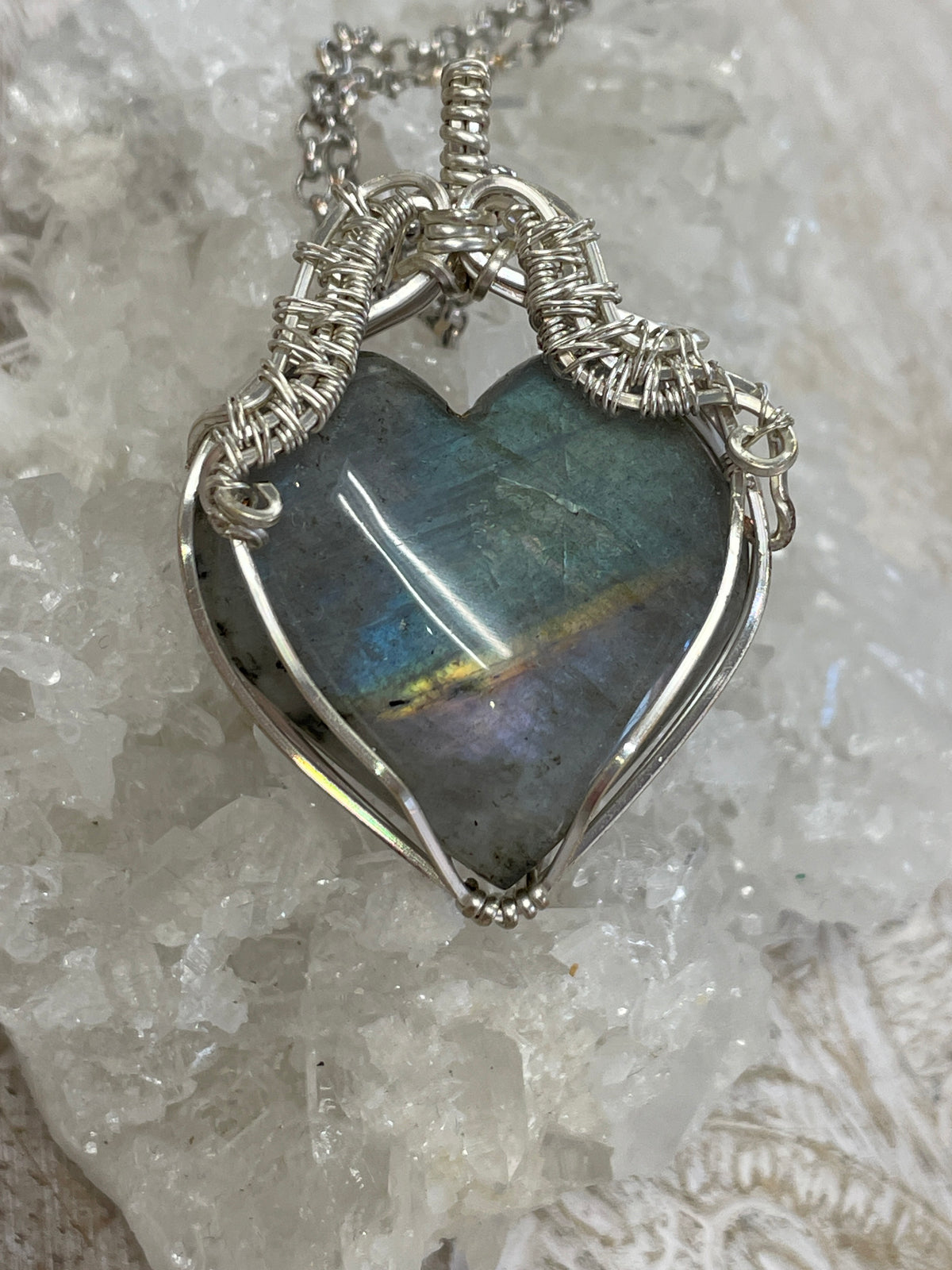 Labradorite Wire Wrapped Necklace