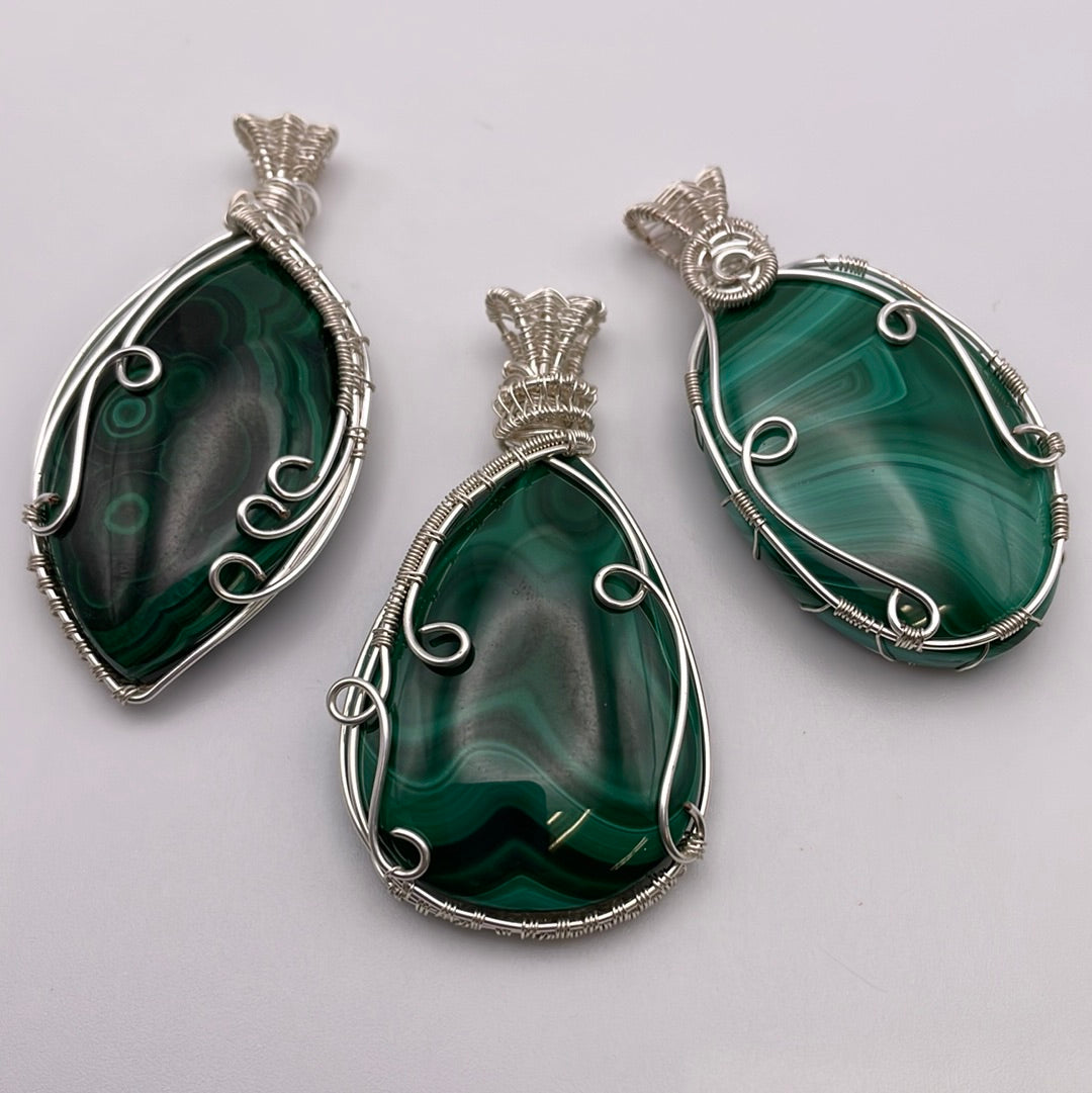 Malachite Wire Wrapped Necklace