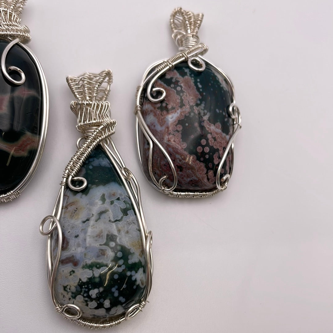 Ocean Jasper Wire Wrapped Necklace