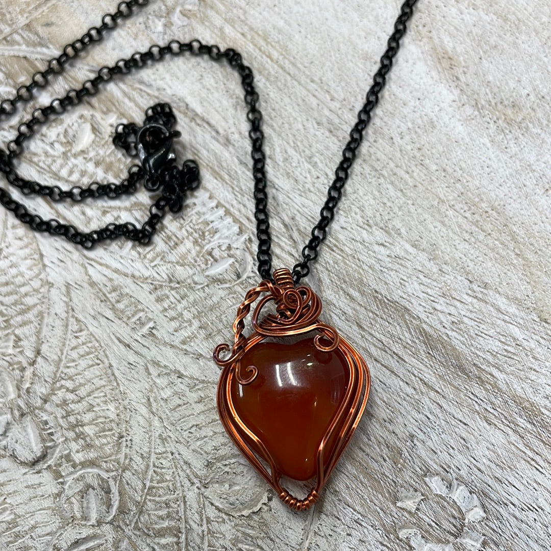 Carnelian Wire Wrapped Necklace