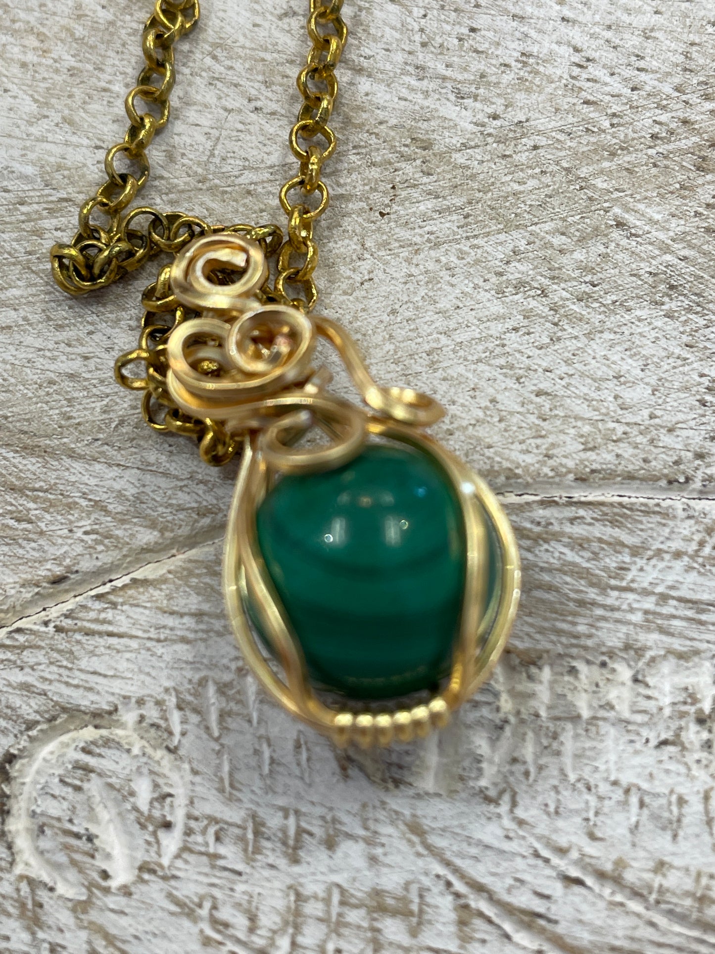 Malachite Wire Wrapped Necklace