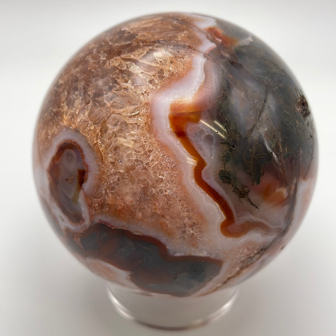 Carnelian Moss Agate Sphere