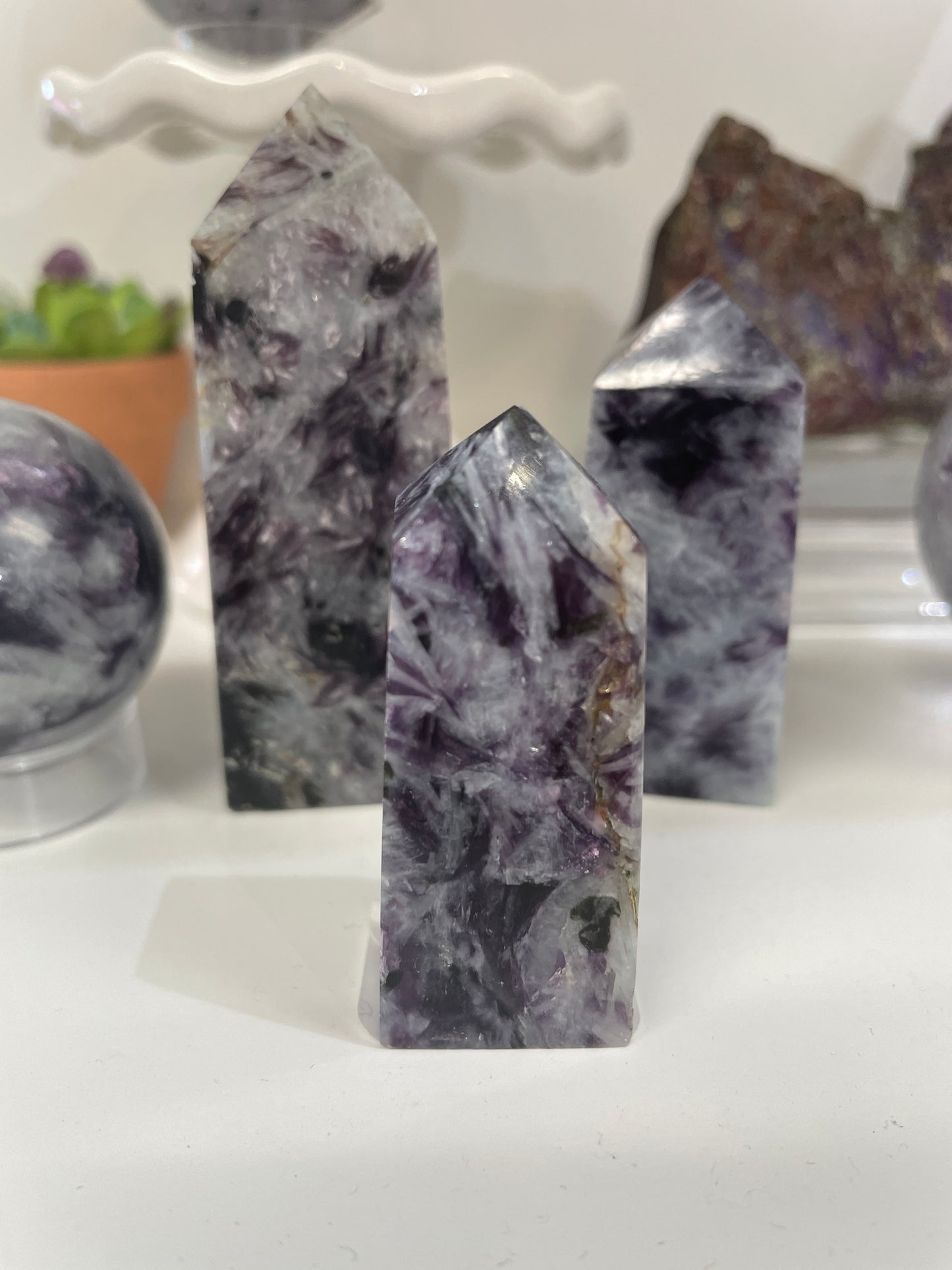 Aquamarine & Lepidolite Tower