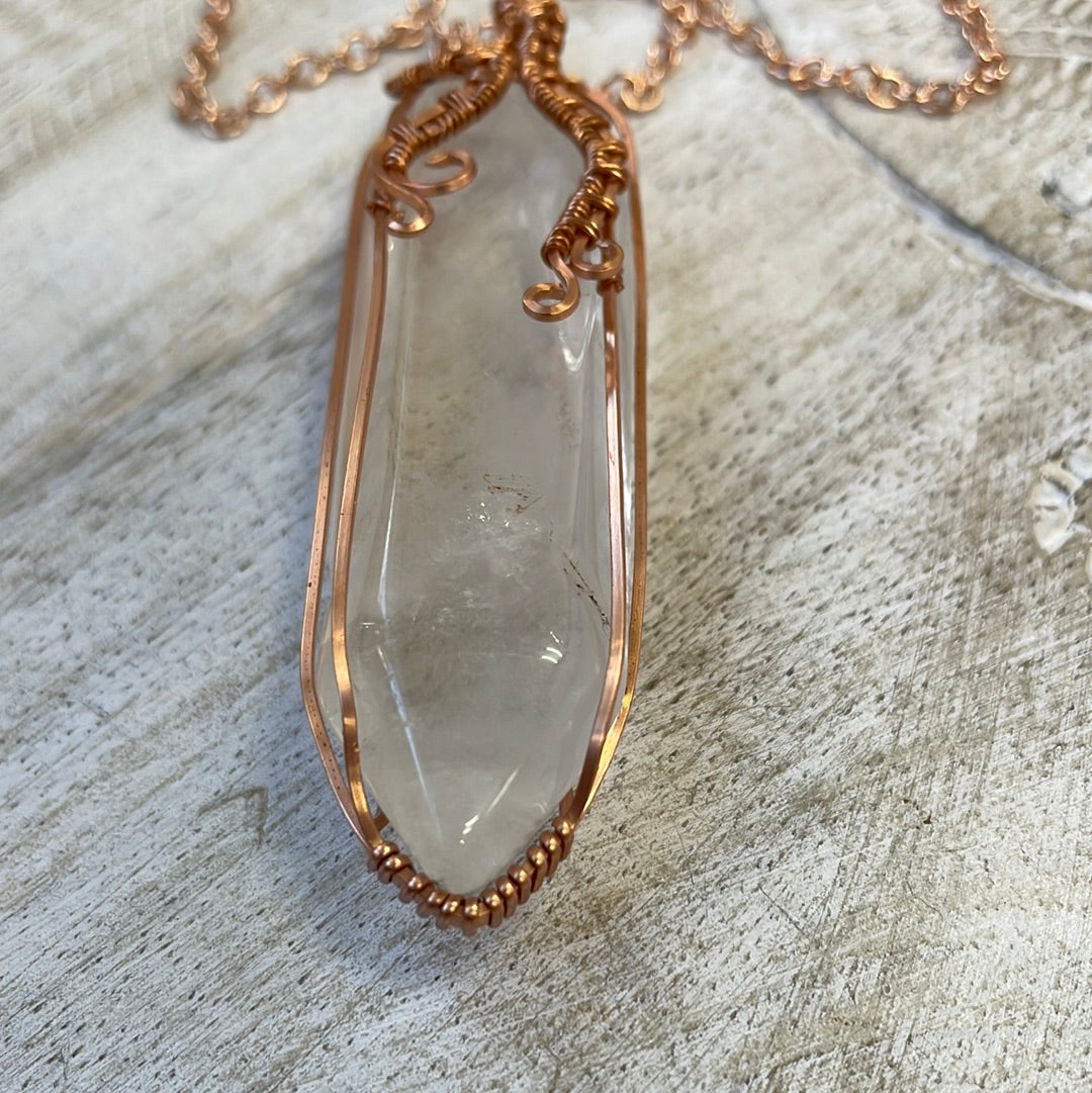 Clear Quartz Wire Wrapped Necklace
