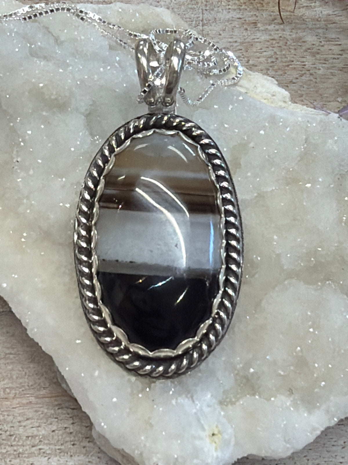 Black Agate SS Necklace