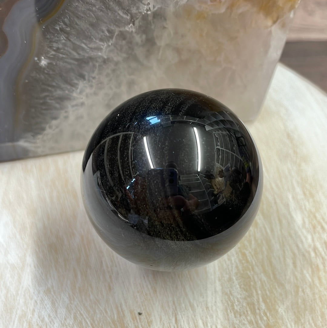 Obsidian Sphere- Gold Sheen