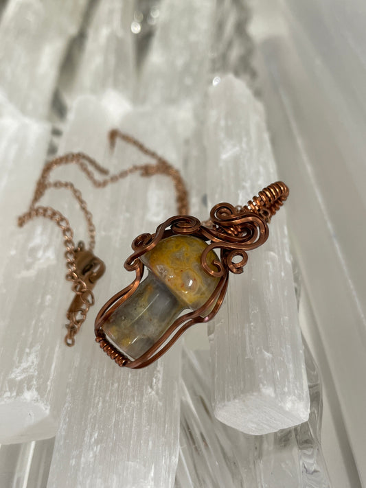 Mushroom Wire Wrapped Necklace