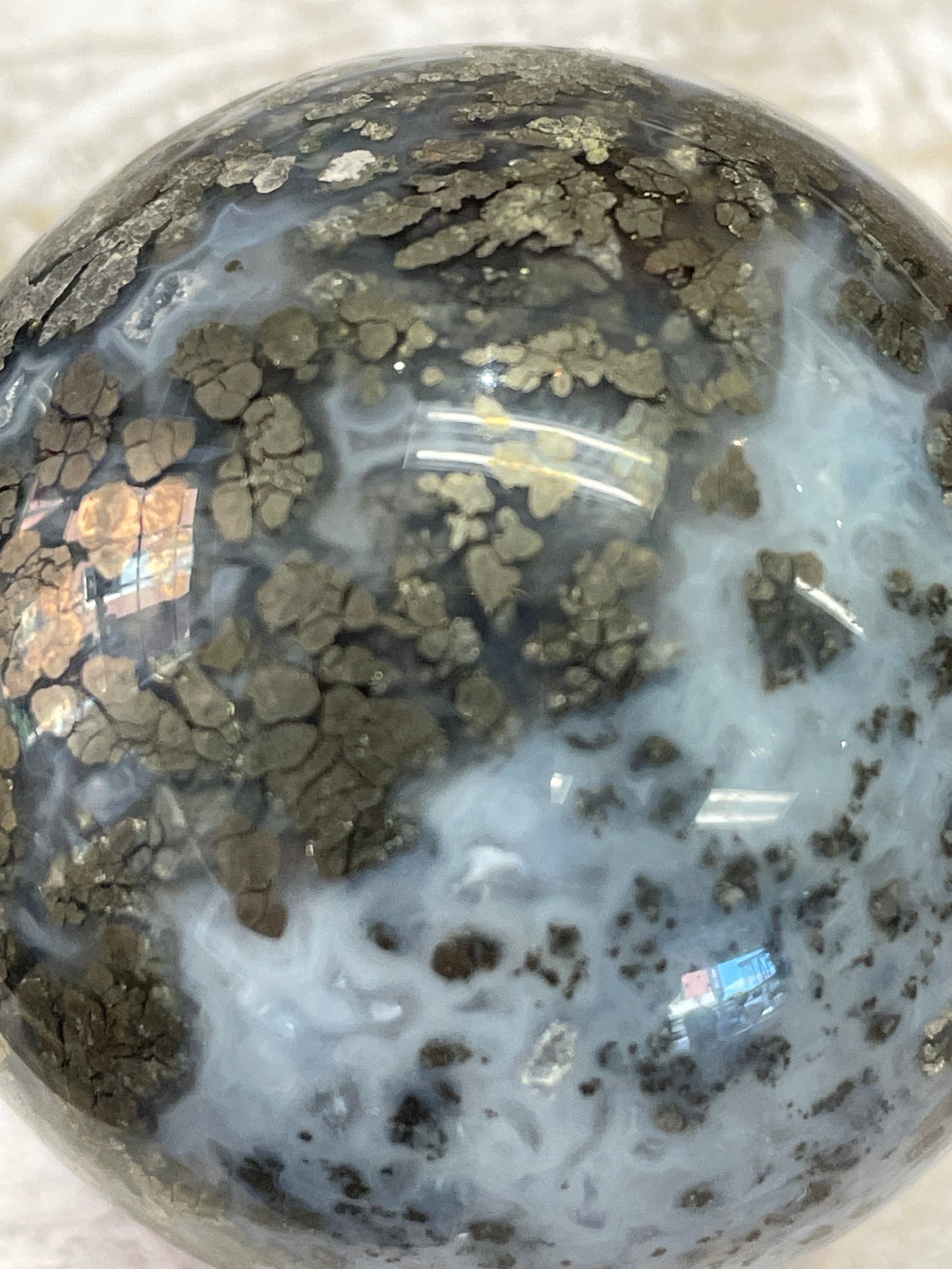 Pyrite in Agate