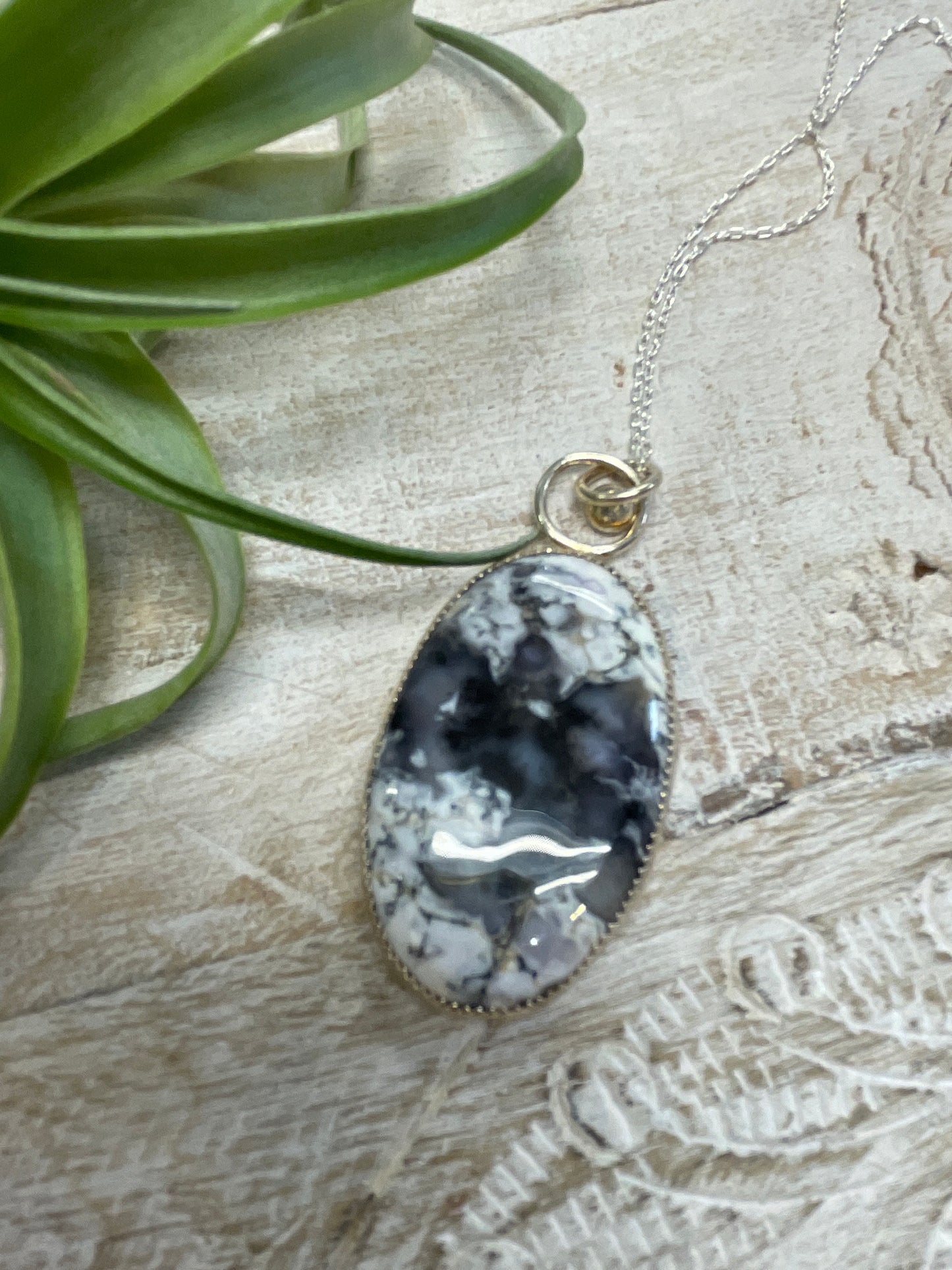 Dendritic Opal SS Pendant