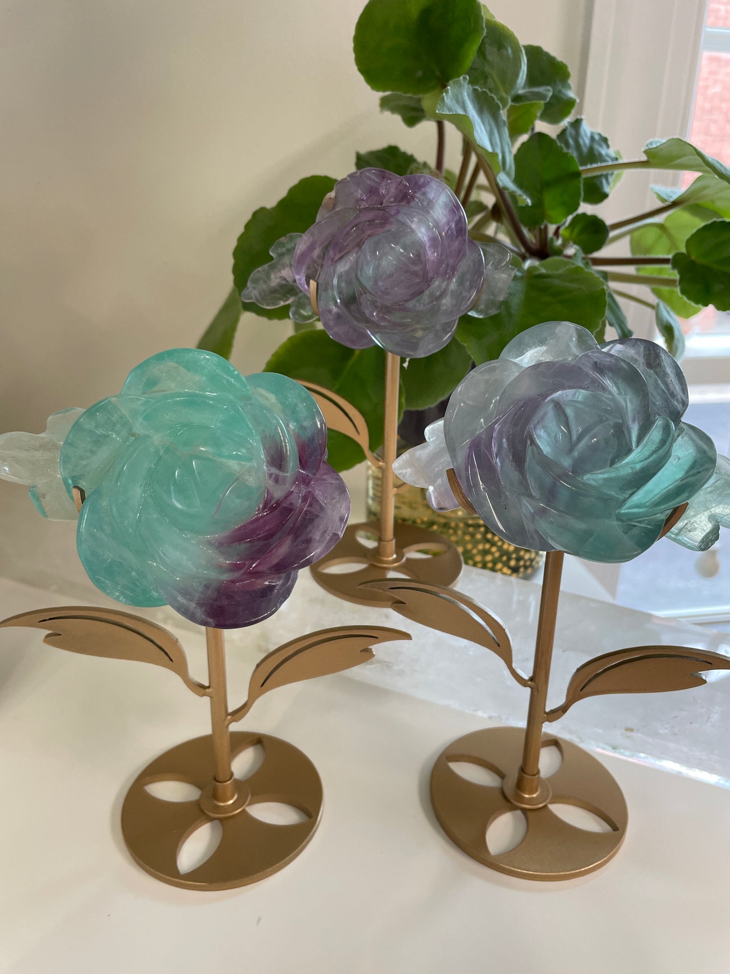 Fluorite Rose on Stand