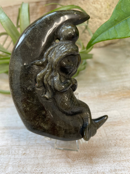 Gold Sheen Mermaid in Moon