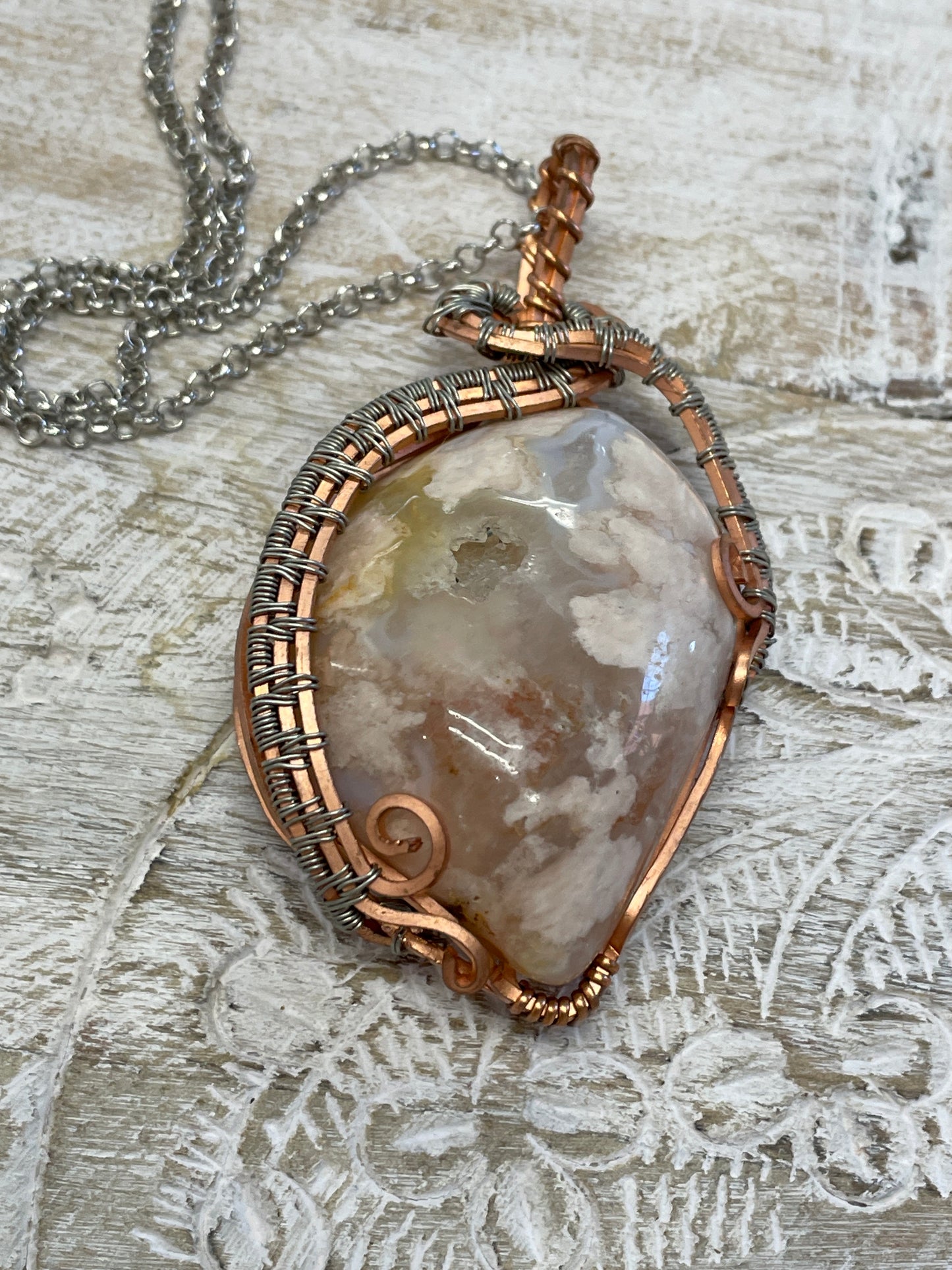Flower Agate Wire Wrapped