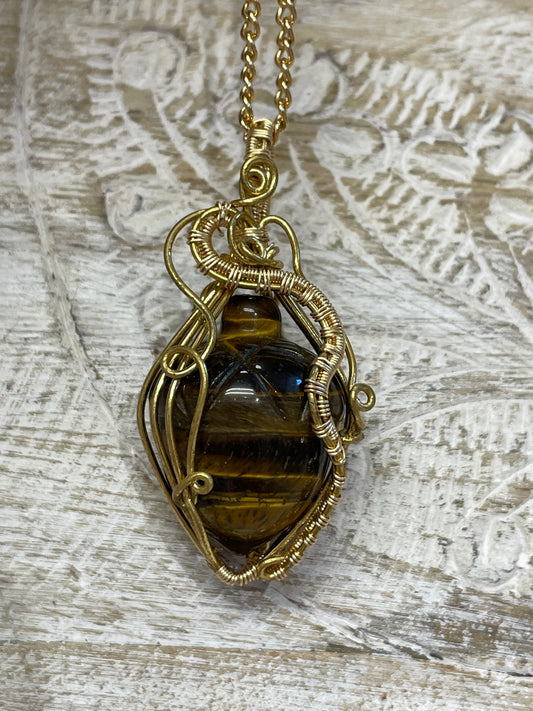Tiger's Eye Acorn Wire Wrapped