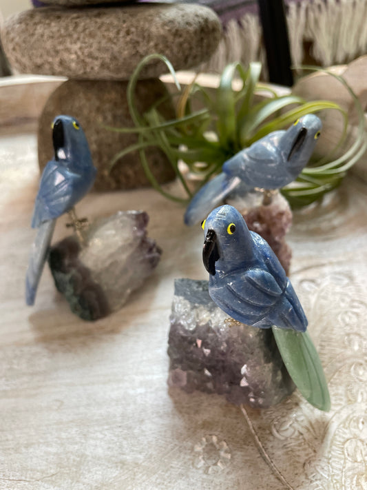 Blue Aventurine Bird on Amethyst