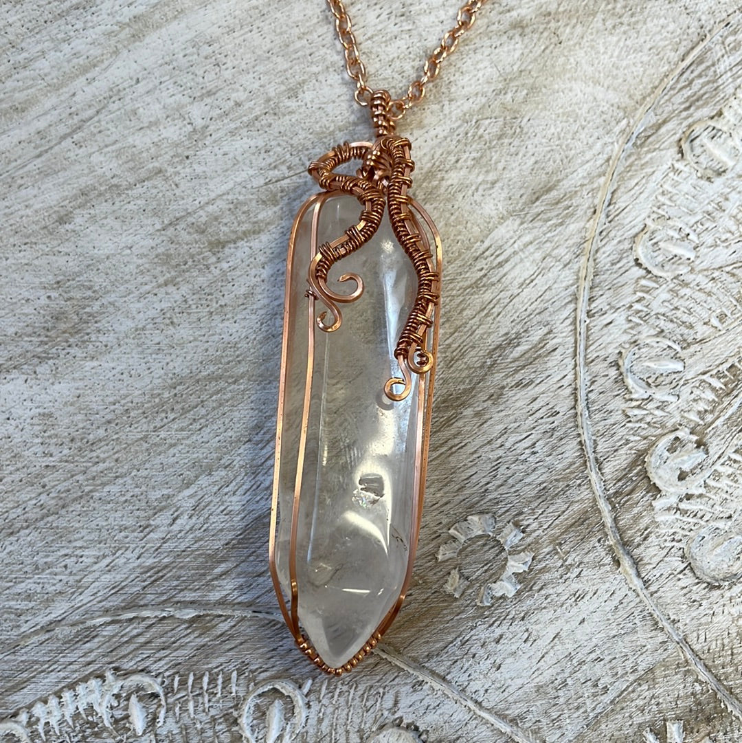 Clear Quartz Wire Wrapped Necklace