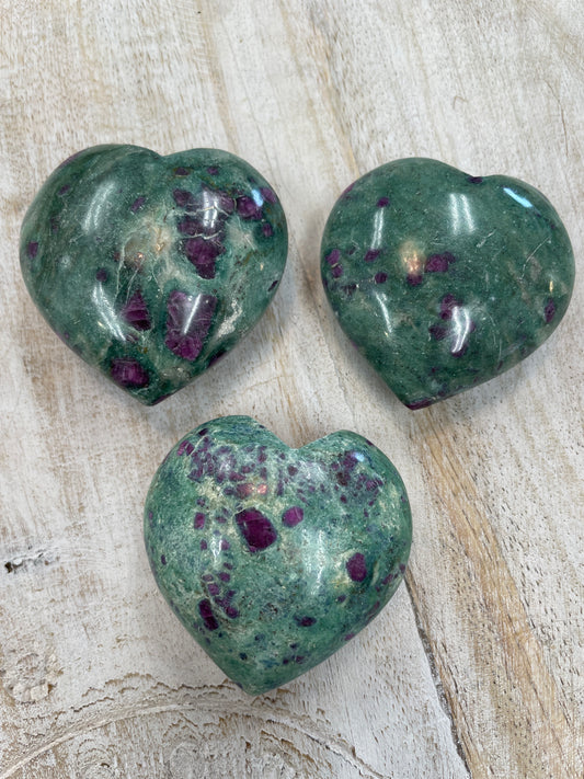 Ruby in Fuchsite Heart
