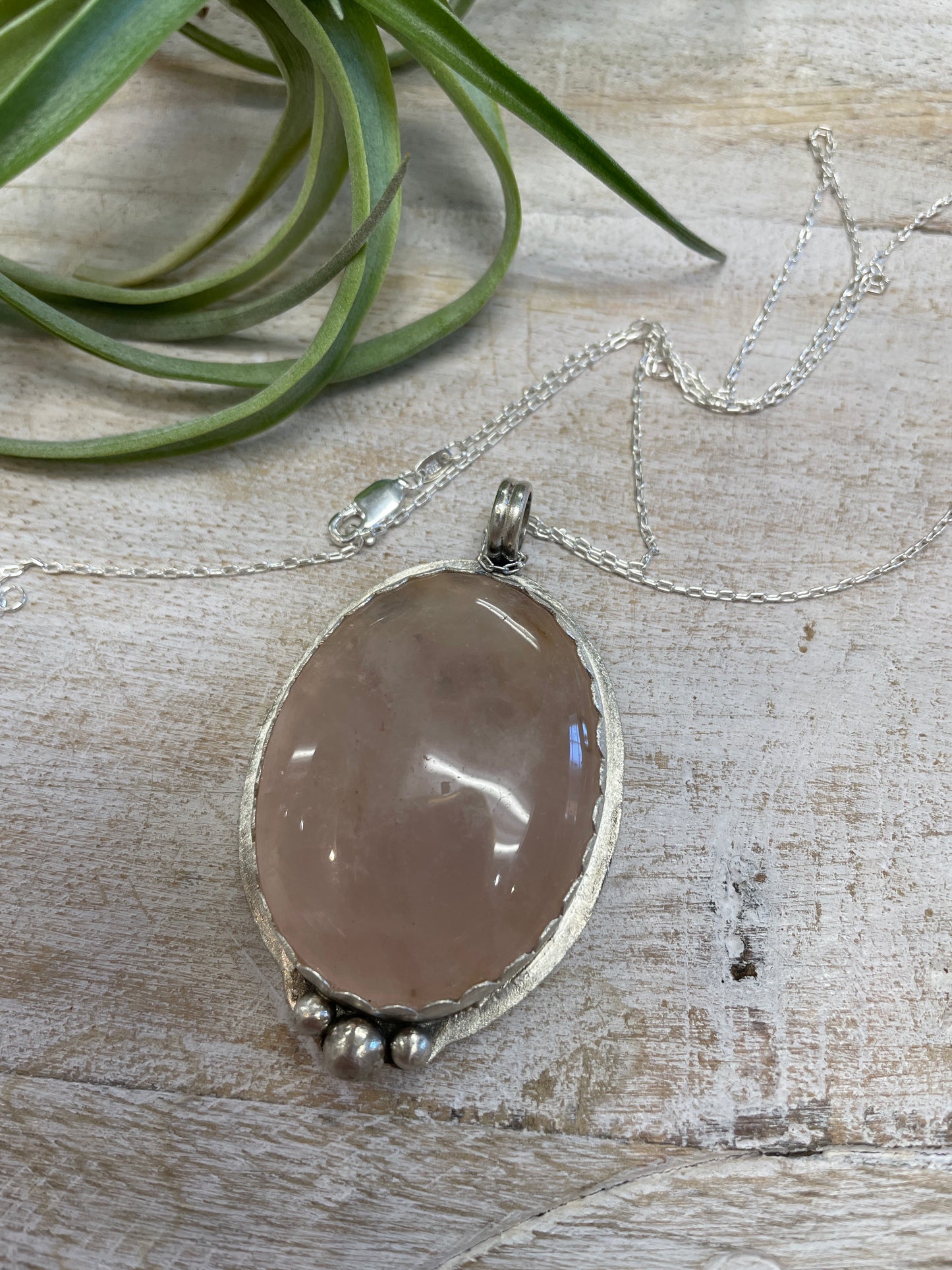 Rose Quartz SS Pendant