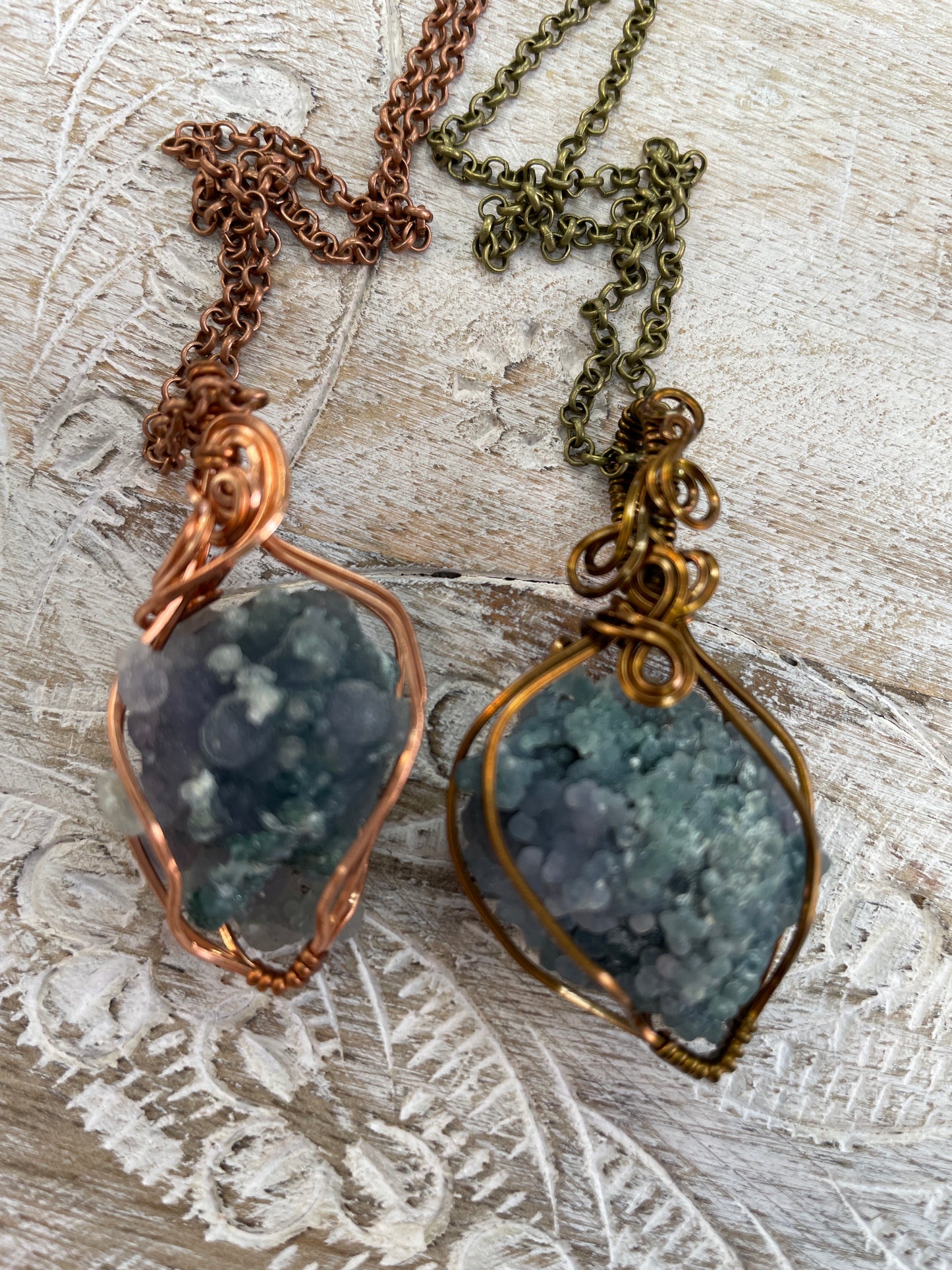 Grape Agate Wire Wrapped Necklace