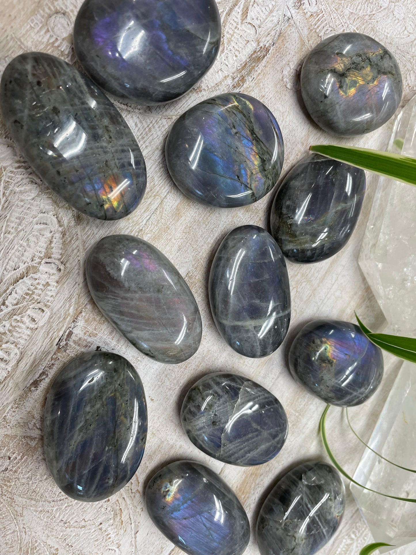 Labradorite Palm Stone, Purple or Sunset Colors