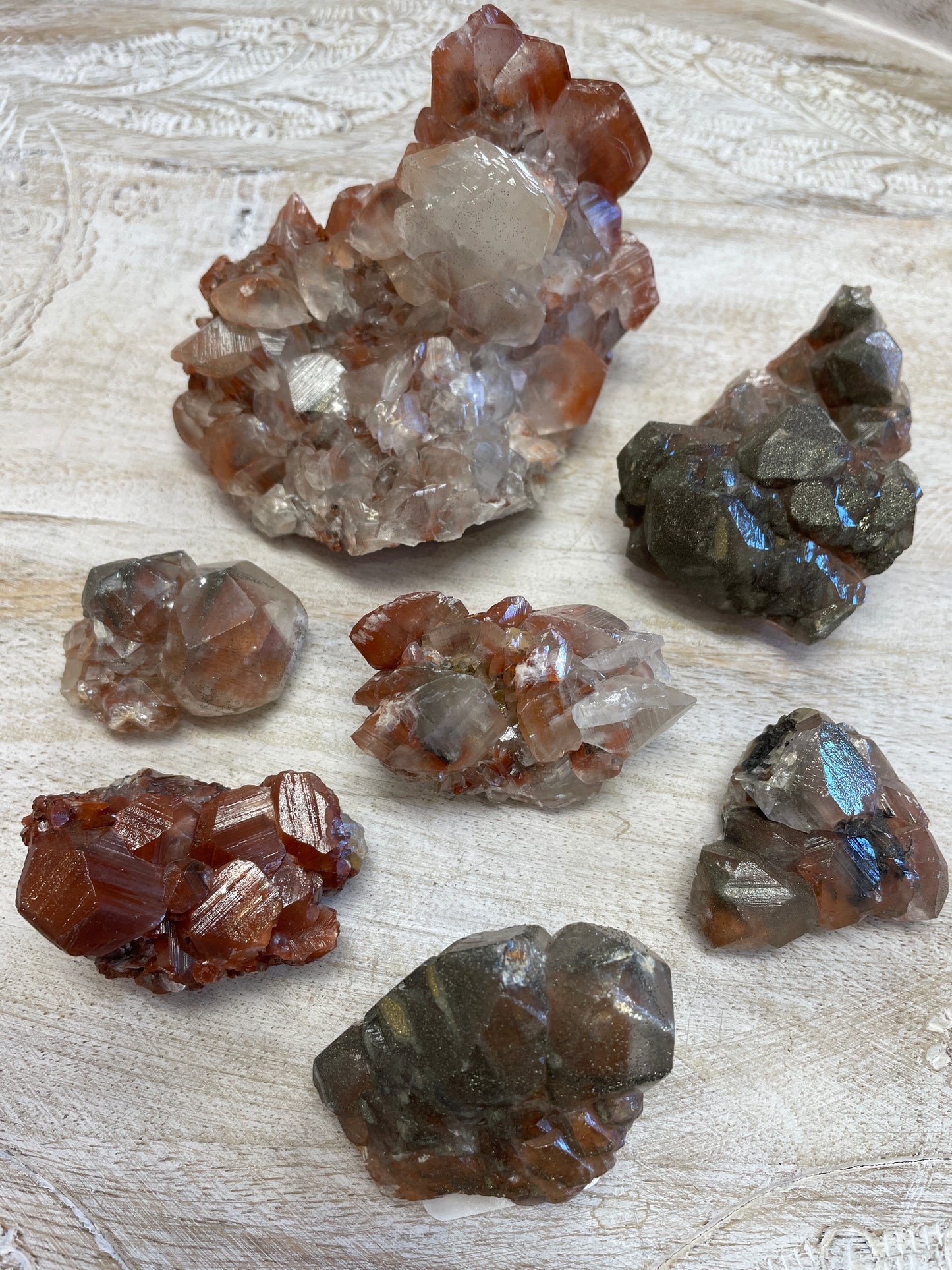 Red Benz Calcite with Chalcopyrite
