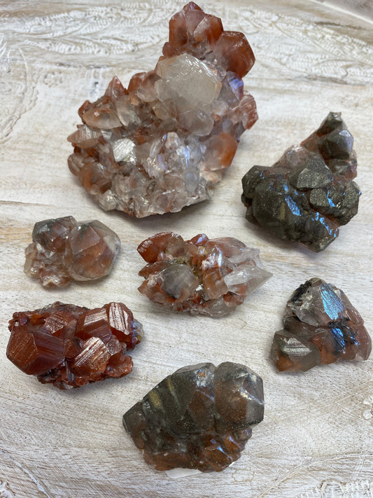 Red Benz Calcite with Chalcopyrite
